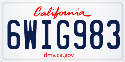 CA license plate 6WIG983