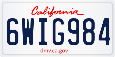 CA license plate 6WIG984