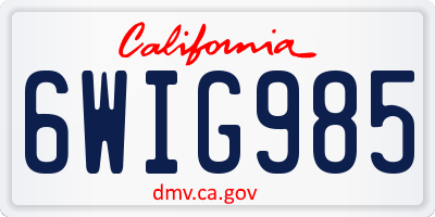 CA license plate 6WIG985