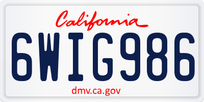CA license plate 6WIG986