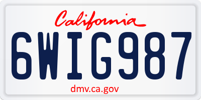 CA license plate 6WIG987