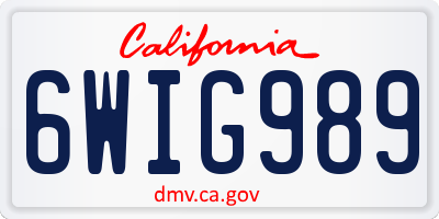 CA license plate 6WIG989