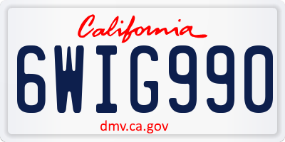 CA license plate 6WIG990