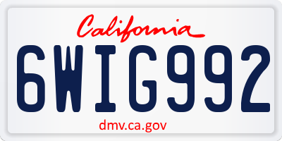 CA license plate 6WIG992
