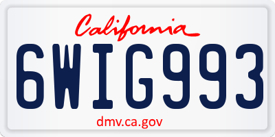 CA license plate 6WIG993