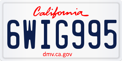 CA license plate 6WIG995