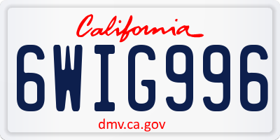 CA license plate 6WIG996