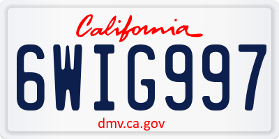 CA license plate 6WIG997