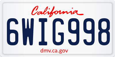 CA license plate 6WIG998