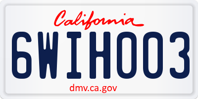 CA license plate 6WIH003