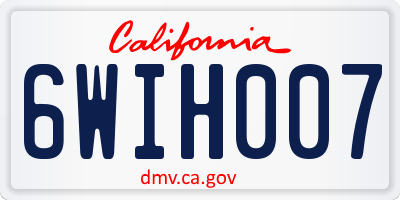 CA license plate 6WIH007