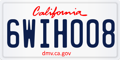 CA license plate 6WIH008