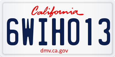 CA license plate 6WIH013