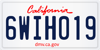 CA license plate 6WIH019