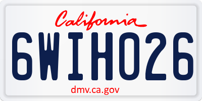 CA license plate 6WIH026