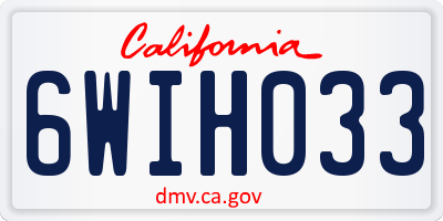 CA license plate 6WIH033