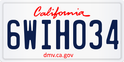 CA license plate 6WIH034