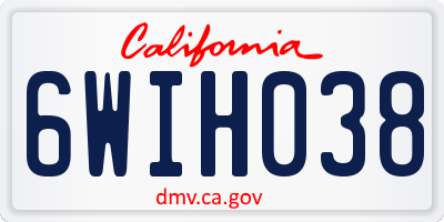 CA license plate 6WIH038