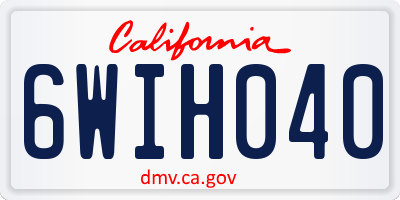 CA license plate 6WIH040