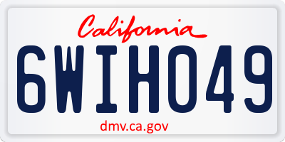 CA license plate 6WIH049