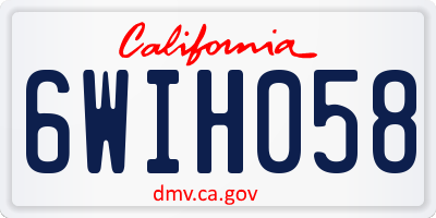 CA license plate 6WIH058