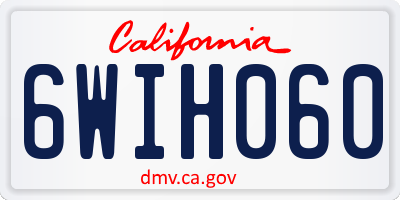 CA license plate 6WIH060