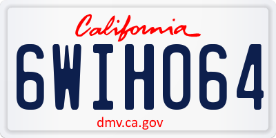 CA license plate 6WIH064