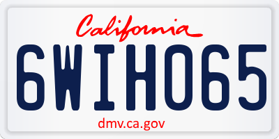 CA license plate 6WIH065