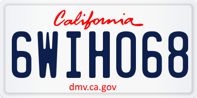 CA license plate 6WIH068