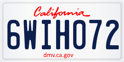 CA license plate 6WIH072