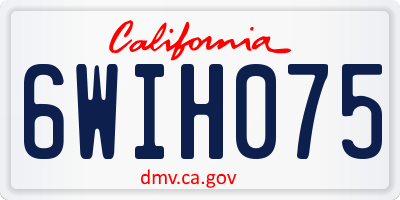 CA license plate 6WIH075