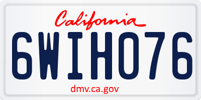 CA license plate 6WIH076
