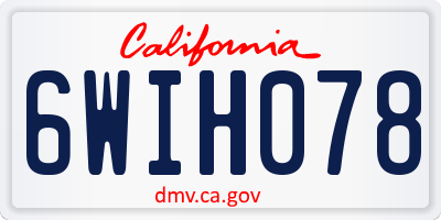 CA license plate 6WIH078