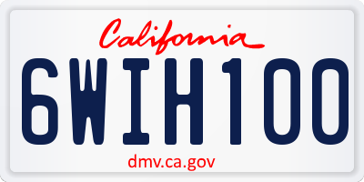 CA license plate 6WIH100