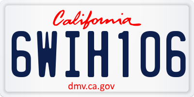 CA license plate 6WIH106