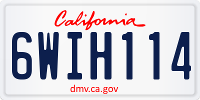 CA license plate 6WIH114