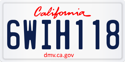 CA license plate 6WIH118