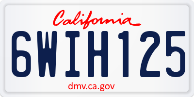 CA license plate 6WIH125