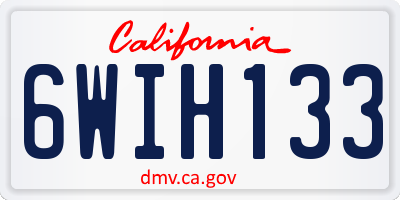 CA license plate 6WIH133