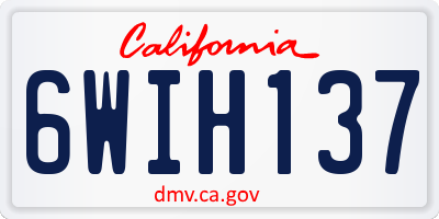 CA license plate 6WIH137