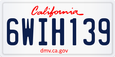 CA license plate 6WIH139