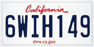 CA license plate 6WIH149