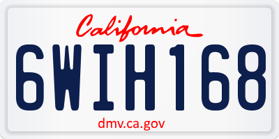 CA license plate 6WIH168