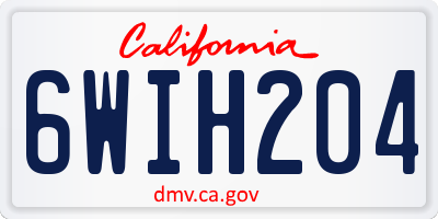 CA license plate 6WIH204