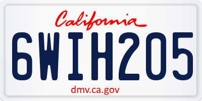 CA license plate 6WIH205