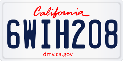 CA license plate 6WIH208