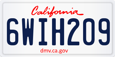 CA license plate 6WIH209