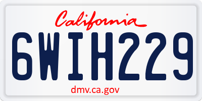CA license plate 6WIH229