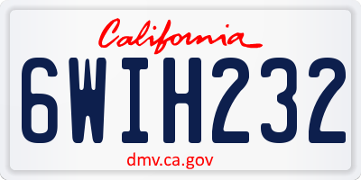 CA license plate 6WIH232