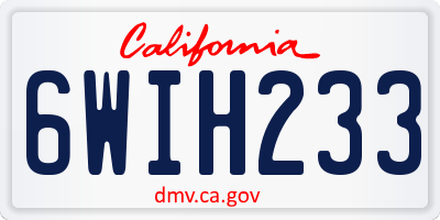 CA license plate 6WIH233